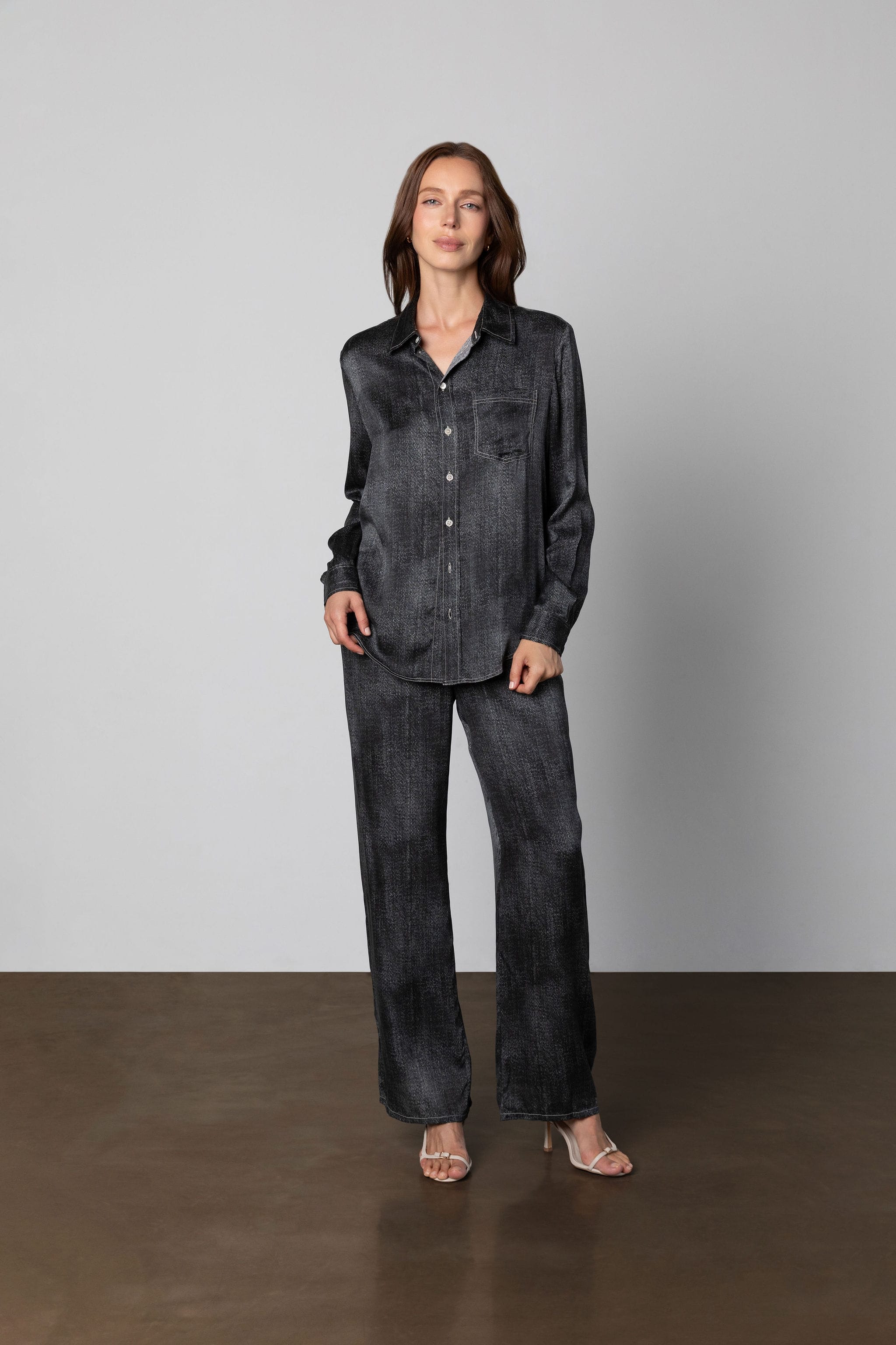 Anaphe Pants & Shorts Jeans But Silk - Black Denim Print