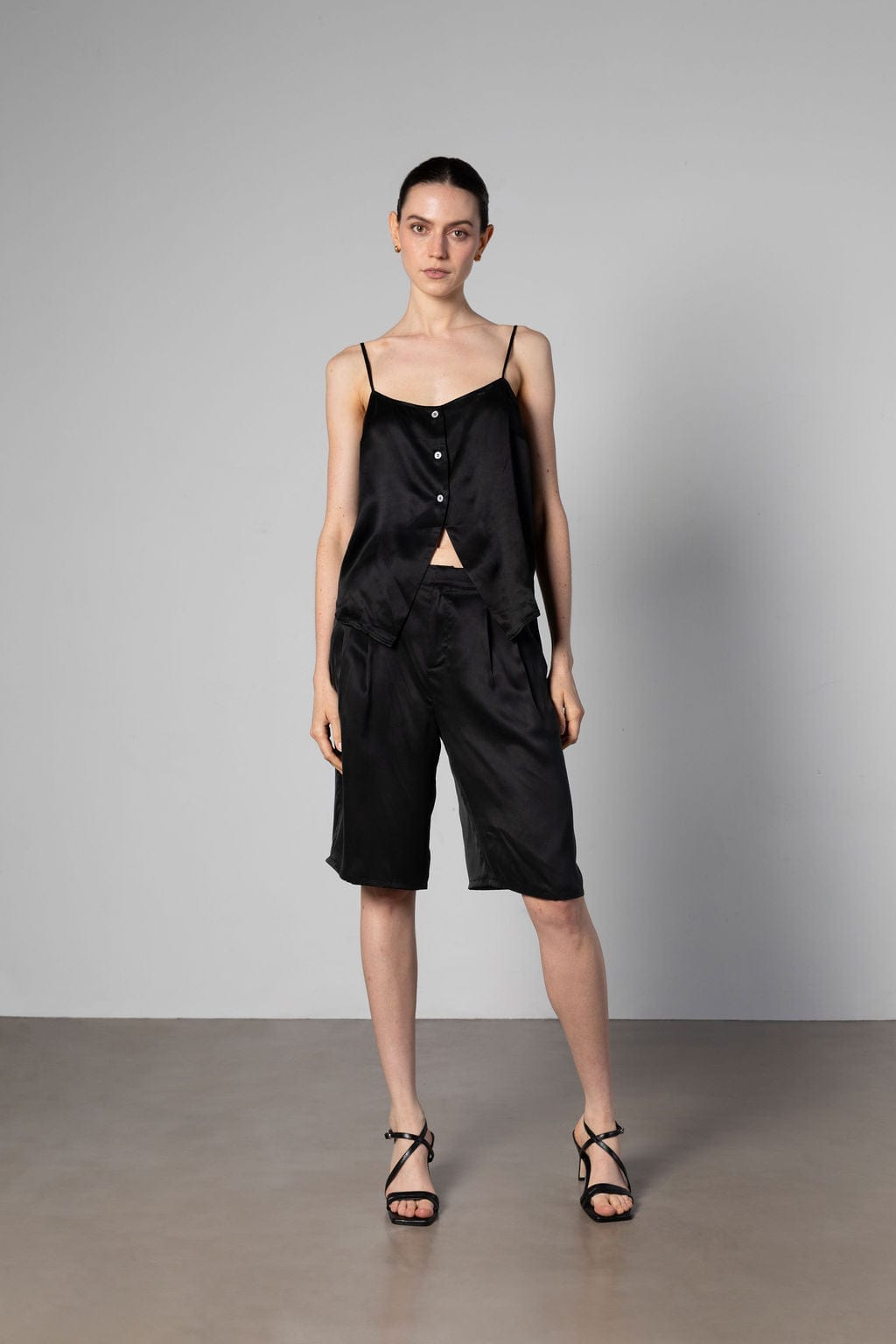 Cult Button Up Silk Camisole Top