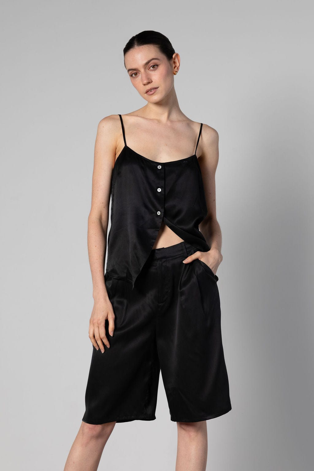 Cult Button Up Silk Camisole Top