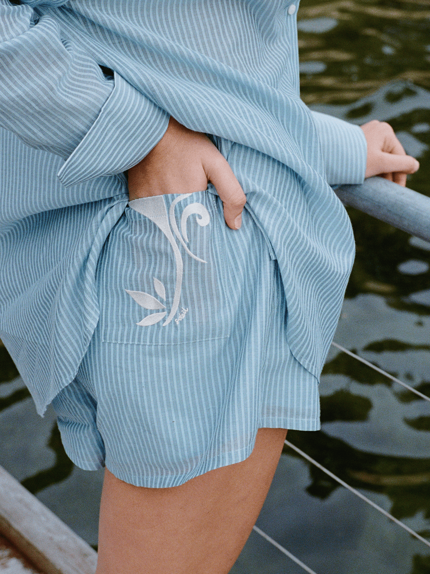 Abbey Silk Cotton Shorts Ripple - Soleil Soleil