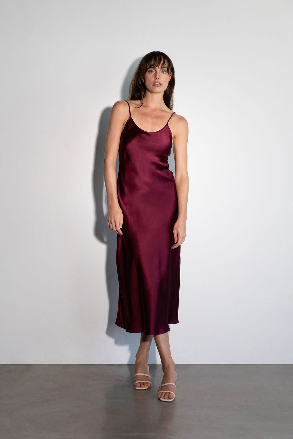 Harlow Scoop Slip Dress Burgundy - Atelier