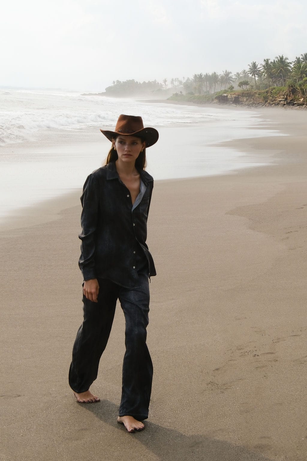 Austin Long Sleeve Shirt - Black Denim
