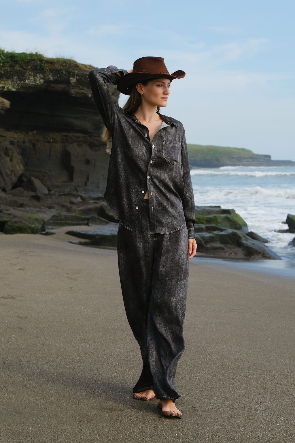 Jeans But Silk - Black Denim Print