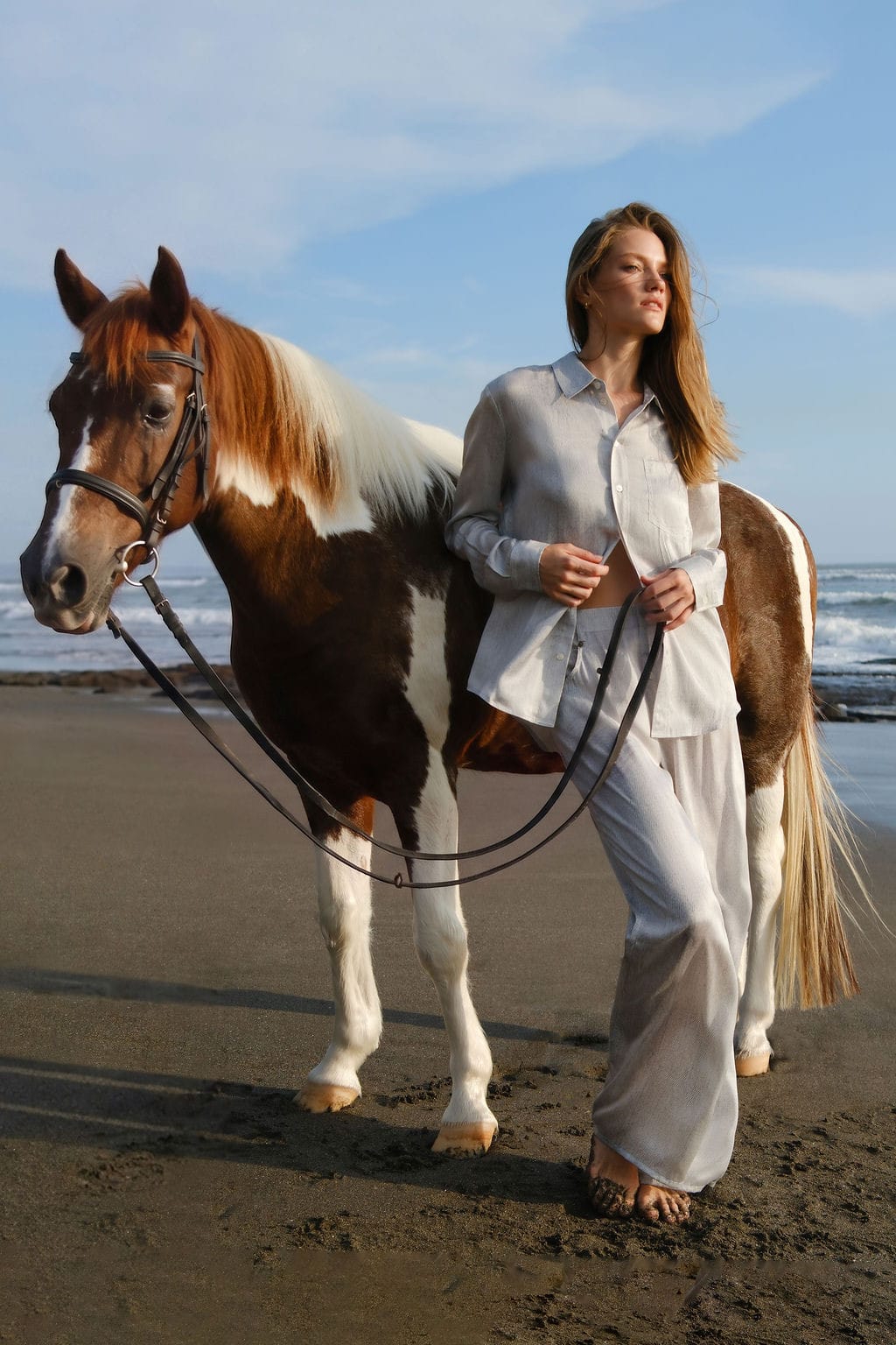 Austin Long Sleeve Shirt - White Denim
