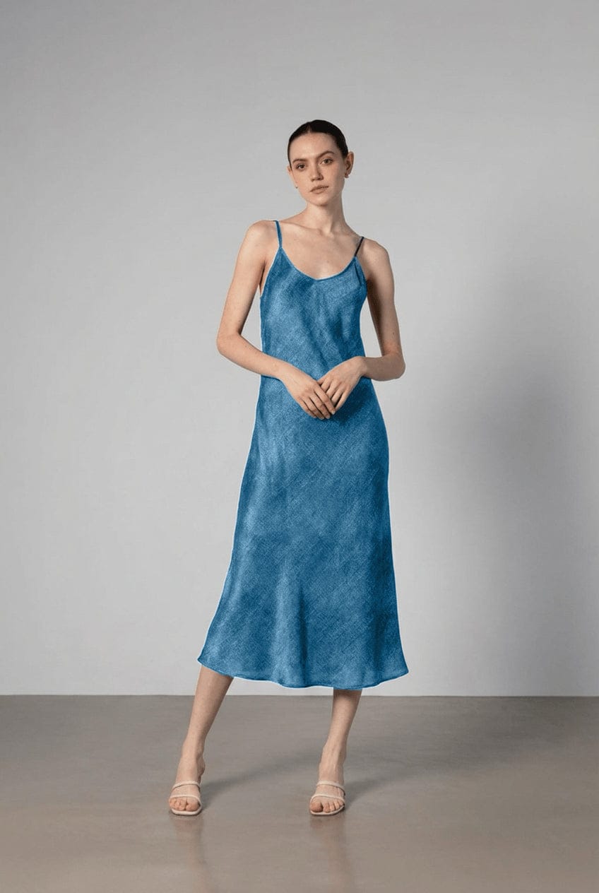 90s Icon V Slip Dress - Light Denim