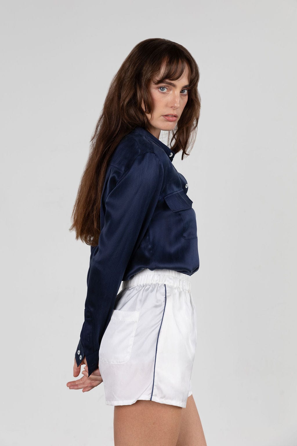 Boyfriend Silk Utility Shirt
