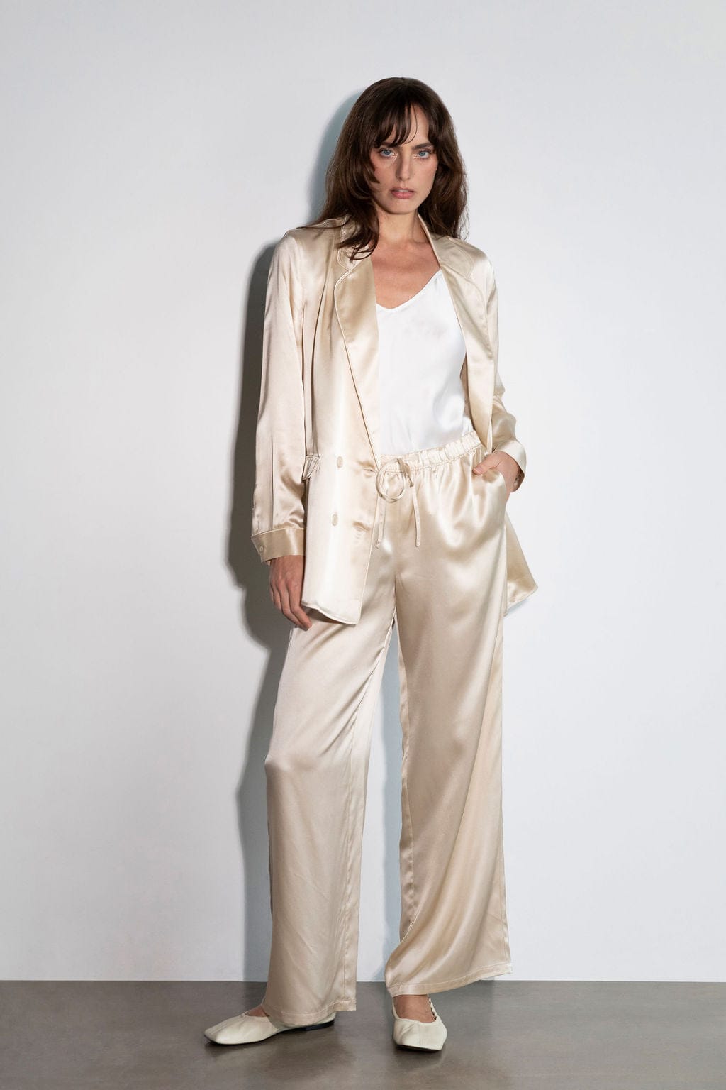 Unlined Silk Blazer - Creme, Atelier