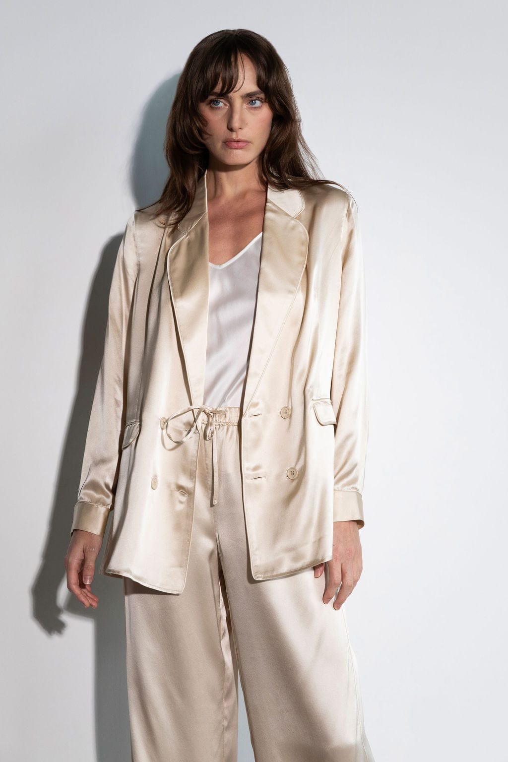 Unlined Silk Blazer - Creme, Atelier