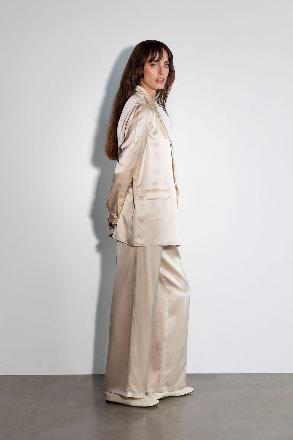 Unlined Silk Blazer - Creme, Atelier