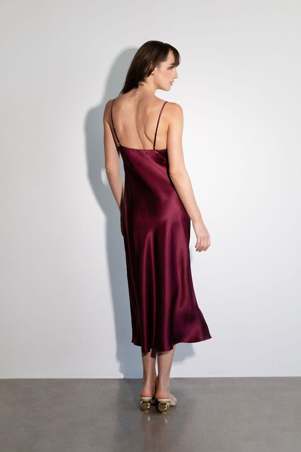 Harlow Scoop Slip Dress Burgundy - Atelier