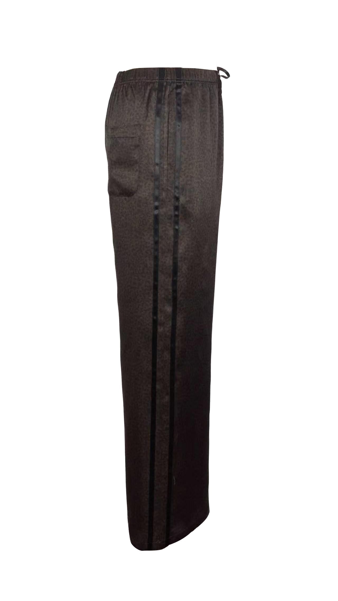 Silk Track Pants Panther Black Double Stripes - Sandwashed Silk