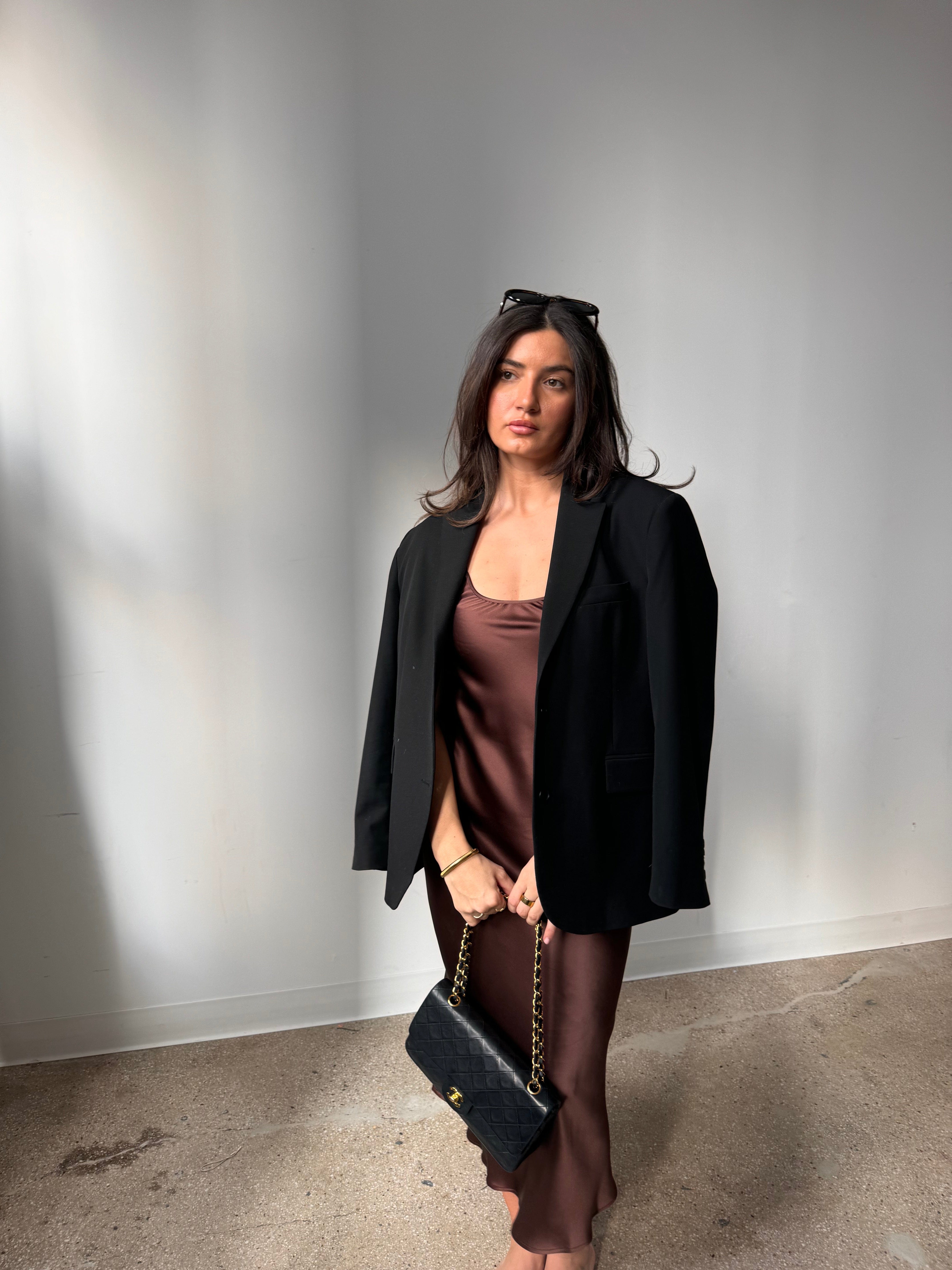 Harlow Scoop Slip Dress Espresso - Atelier