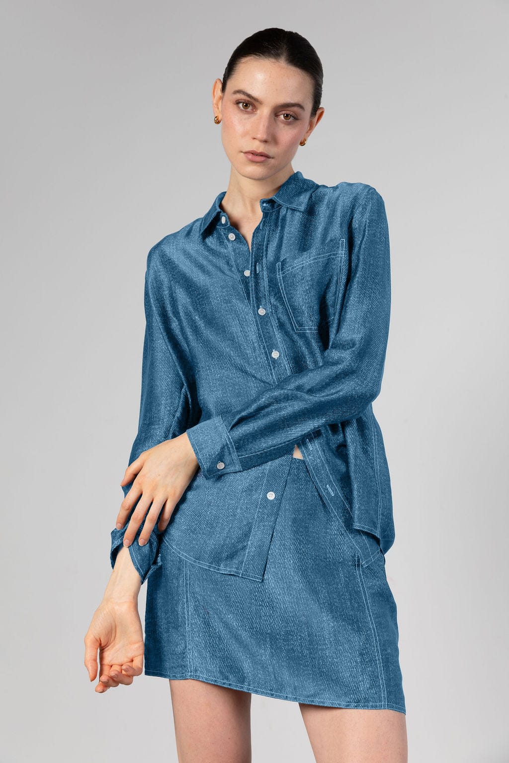 Austin Long Sleeve Shirt - Light Denim