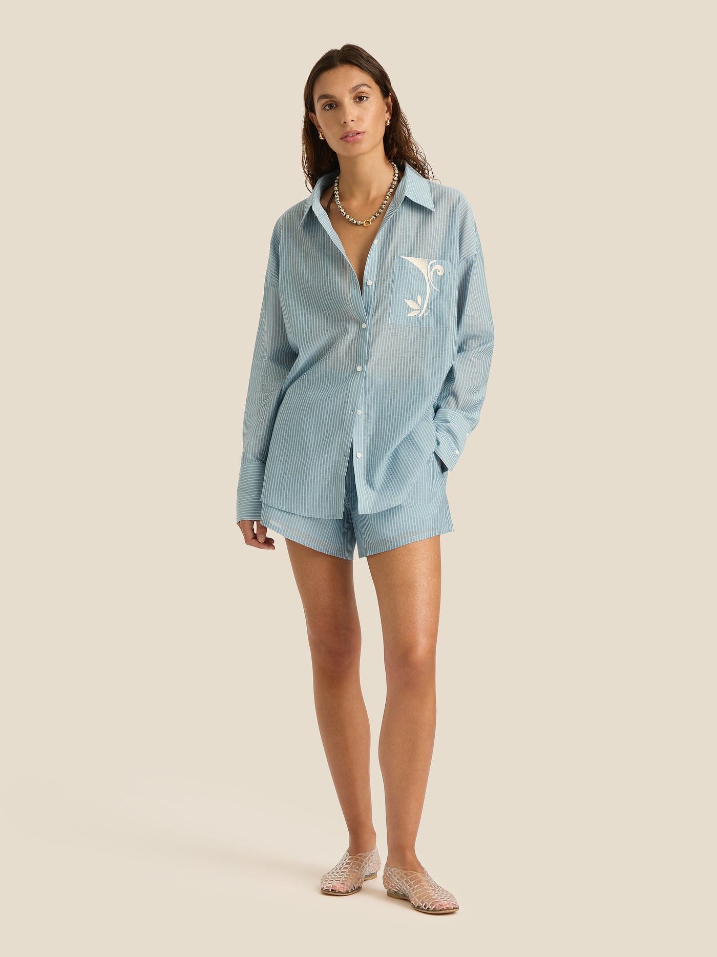 Abbey Silk Cotton Shorts Ripple - Soleil Soleil