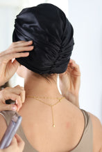 Load image into Gallery viewer, Anaphe Additions Classic Black Silk Hair Wrap 22momme
