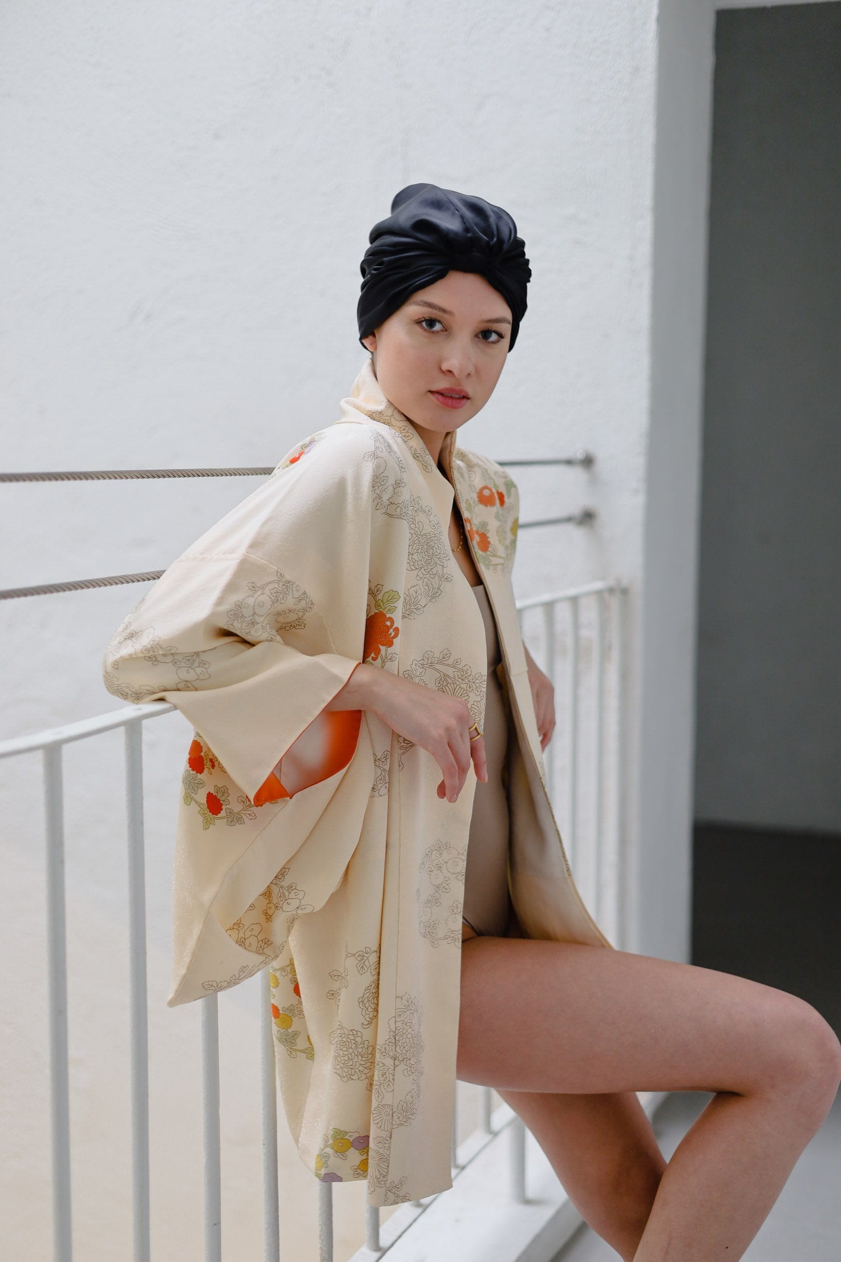 Anaphe Additions Classic Black Silk Hair Wrap 22momme