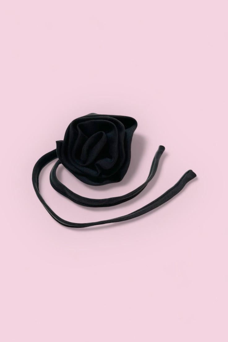 Anaphe Additions Classic Black Silk Rose Accessory - Attach to your dress, wear as a necklace, bracelet, anklet or bag accessory