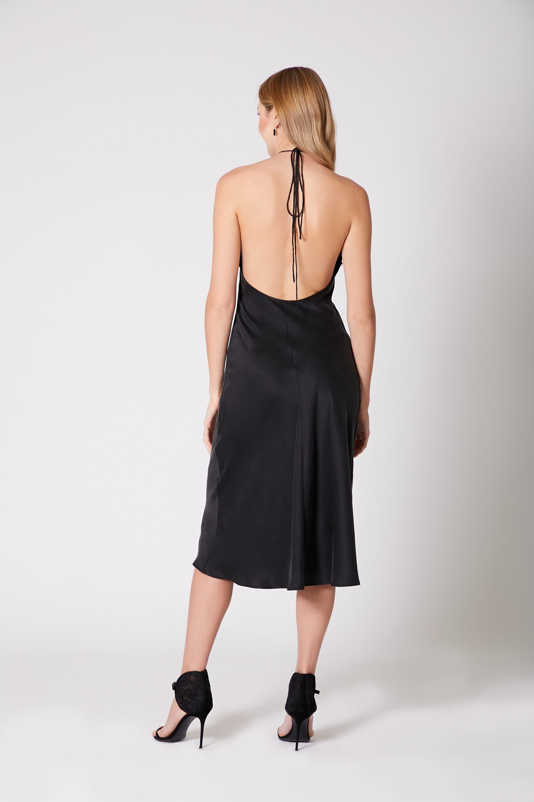 Anaphe Backless Dress 00's Backless Silk Halter Dress - Classic Black
