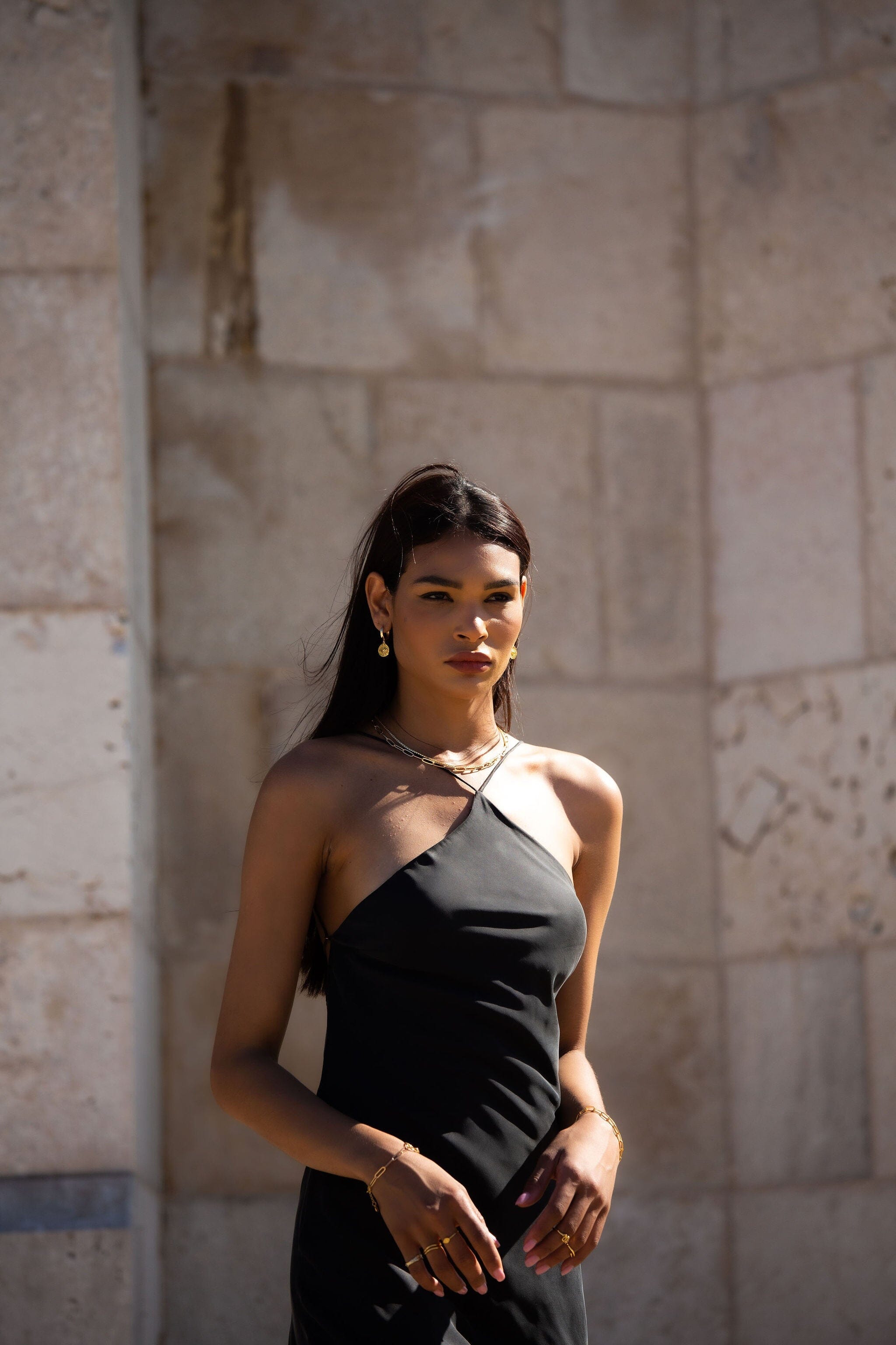 Anaphe Backless Dress 00's Backless Silk Halter Dress - Classic Black