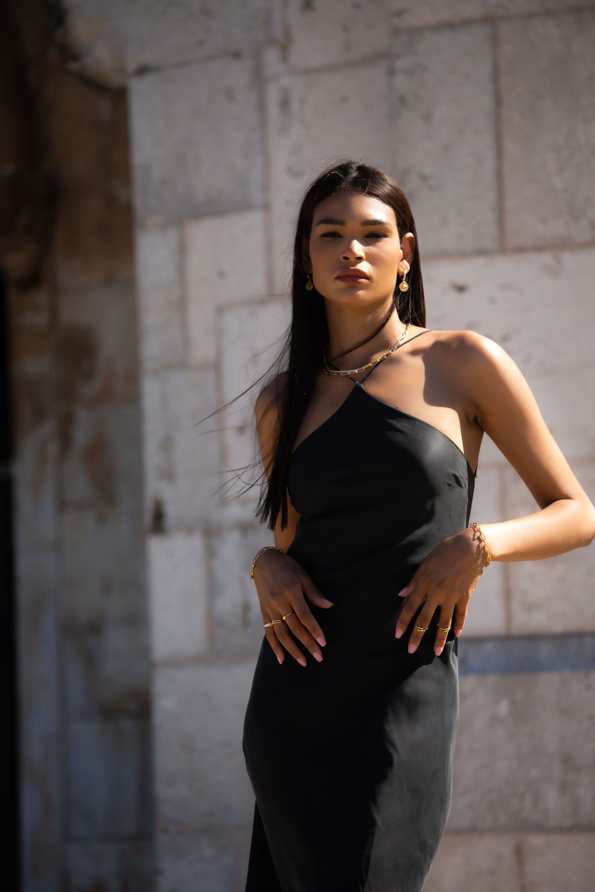 Anaphe Backless Dress 00's Backless Silk Halter Dress - Classic Black