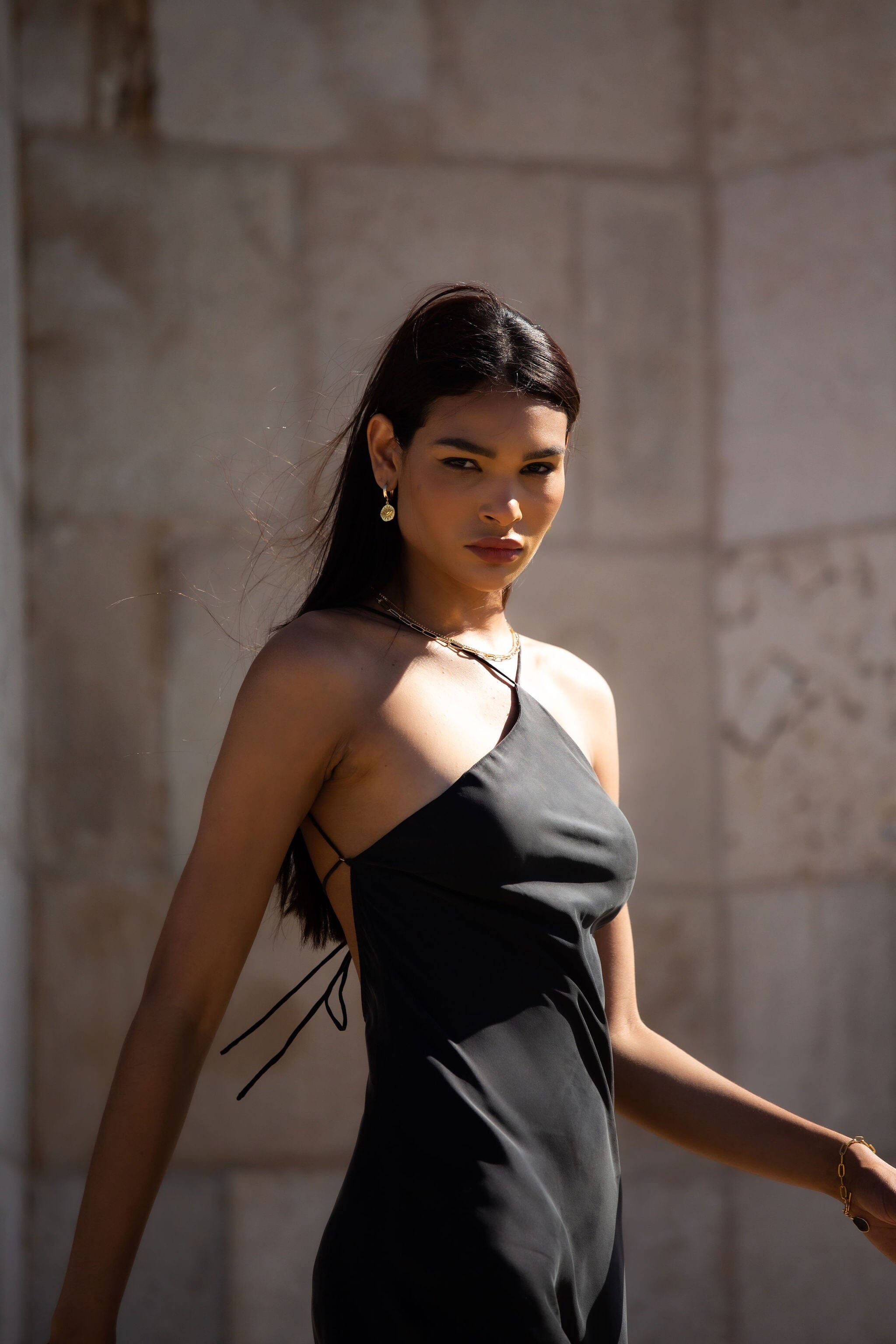 Anaphe Backless Dress 00's Backless Silk Halter Dress - Classic Black