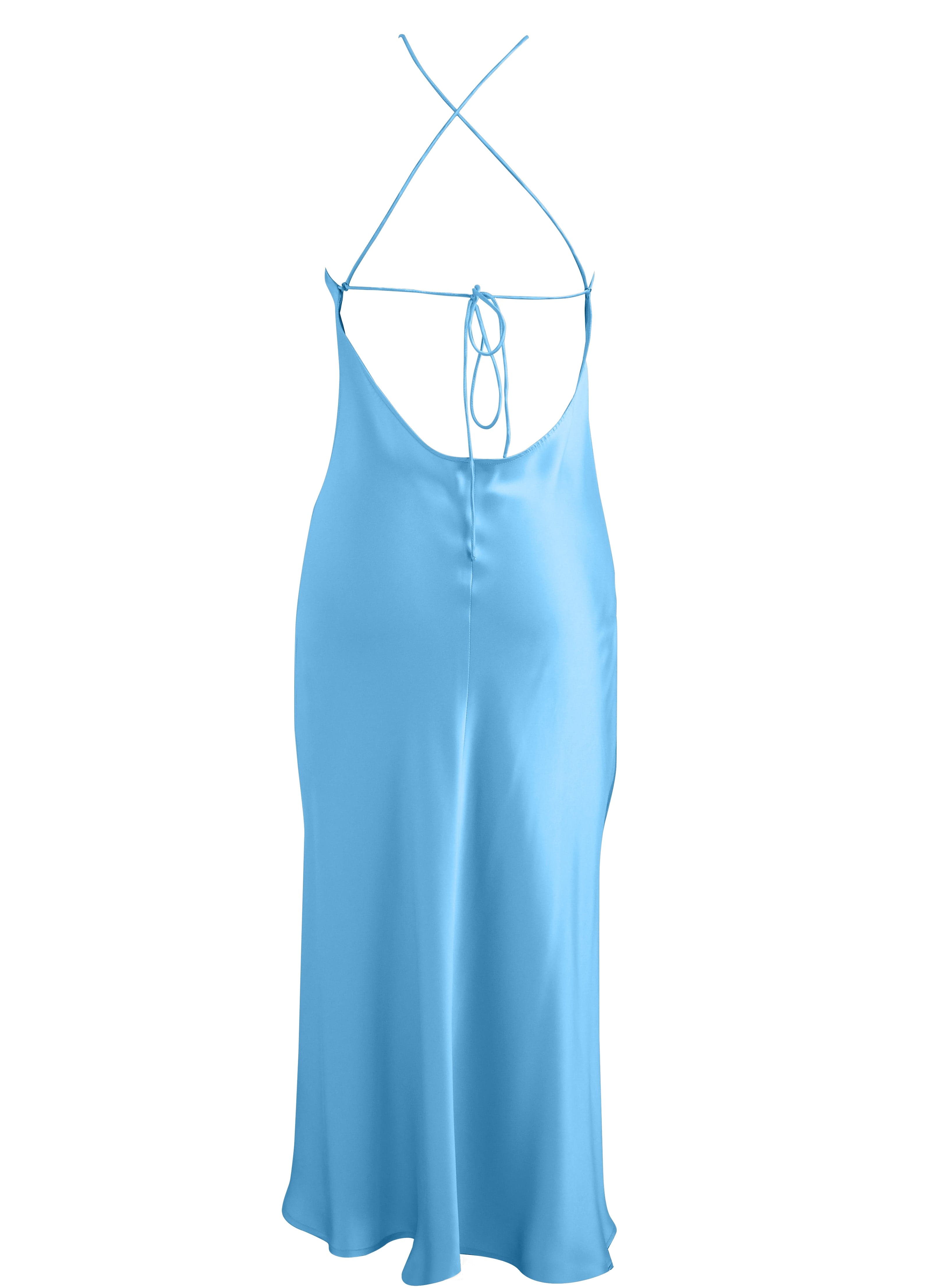 Anaphe Backless Dress 00's Backless Silk Halter Dress - Cornflower Blue