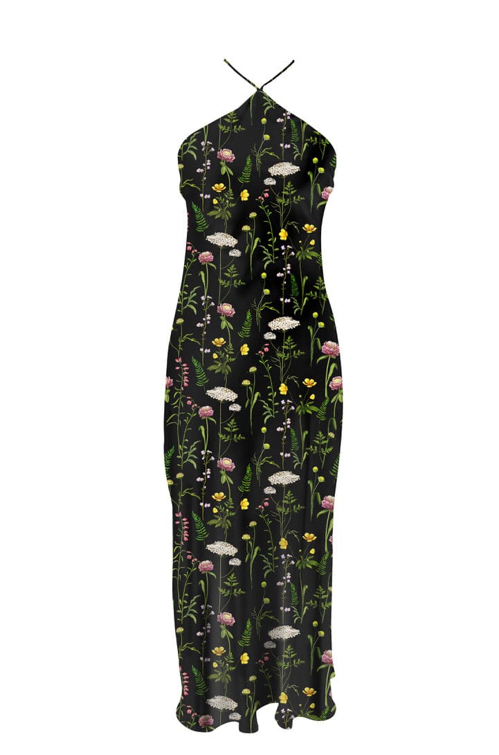 Anaphe Backless Dress 00's Backless Silk Halter Dress - Enchanted Print