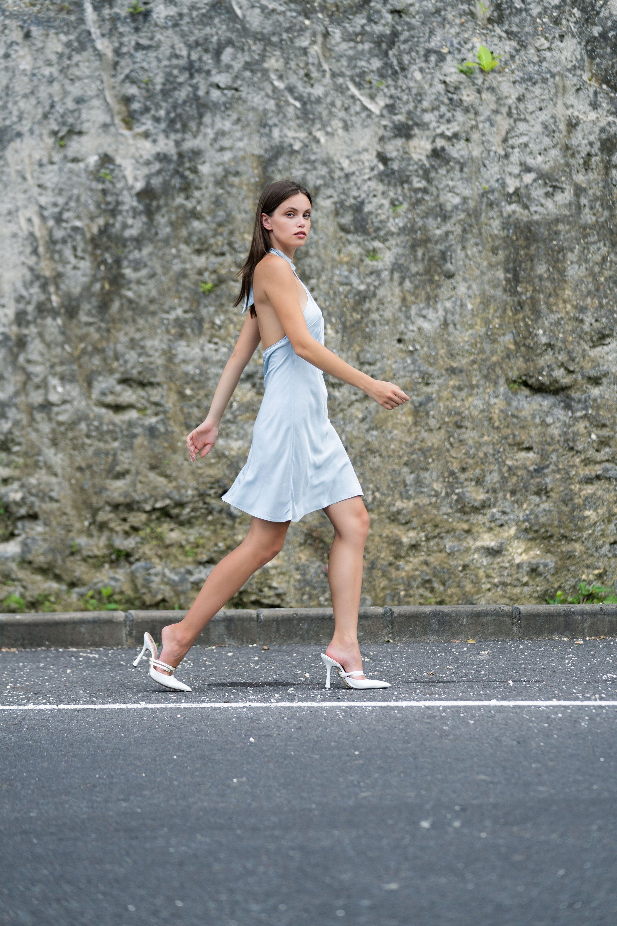 Anaphe Backless Dress Mini Crepe Halter Dress