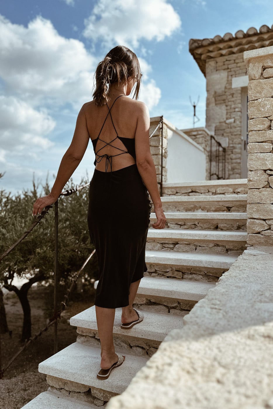 Anaphe Backless Dress Nova Dress Silk Open Back Slip - Classic Black