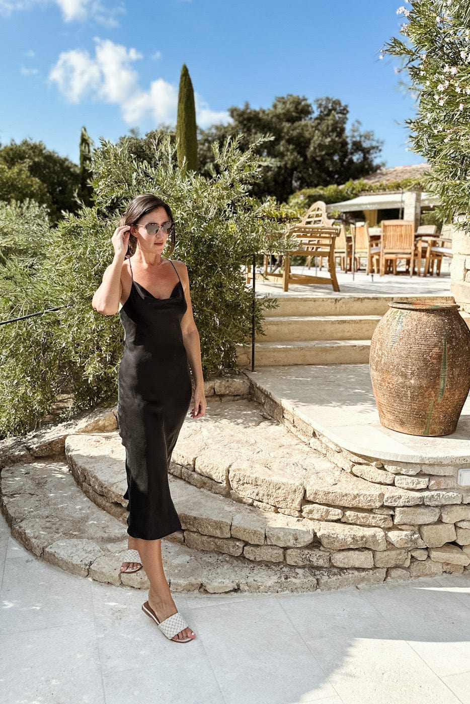 Anaphe Backless Dress Nova Dress Silk Open Back Slip - Classic Black