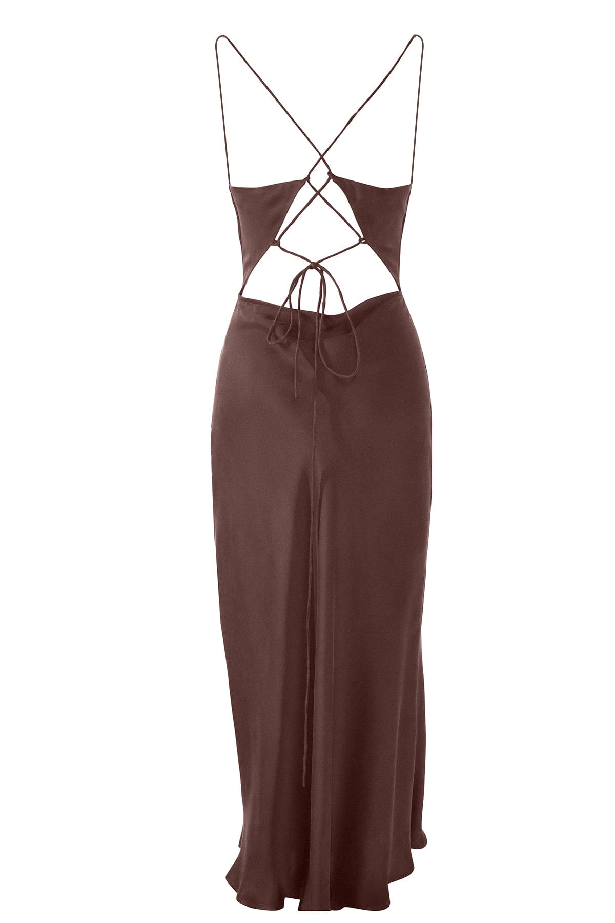 Anaphe Backless Dress Nova Dress Silk Open Back Slip - Cocoa Brown