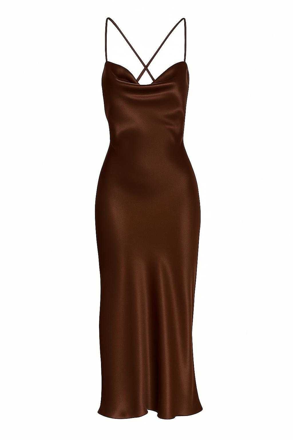 Anaphe Backless Dress Nova Slip Dress Espresso - Atelier
