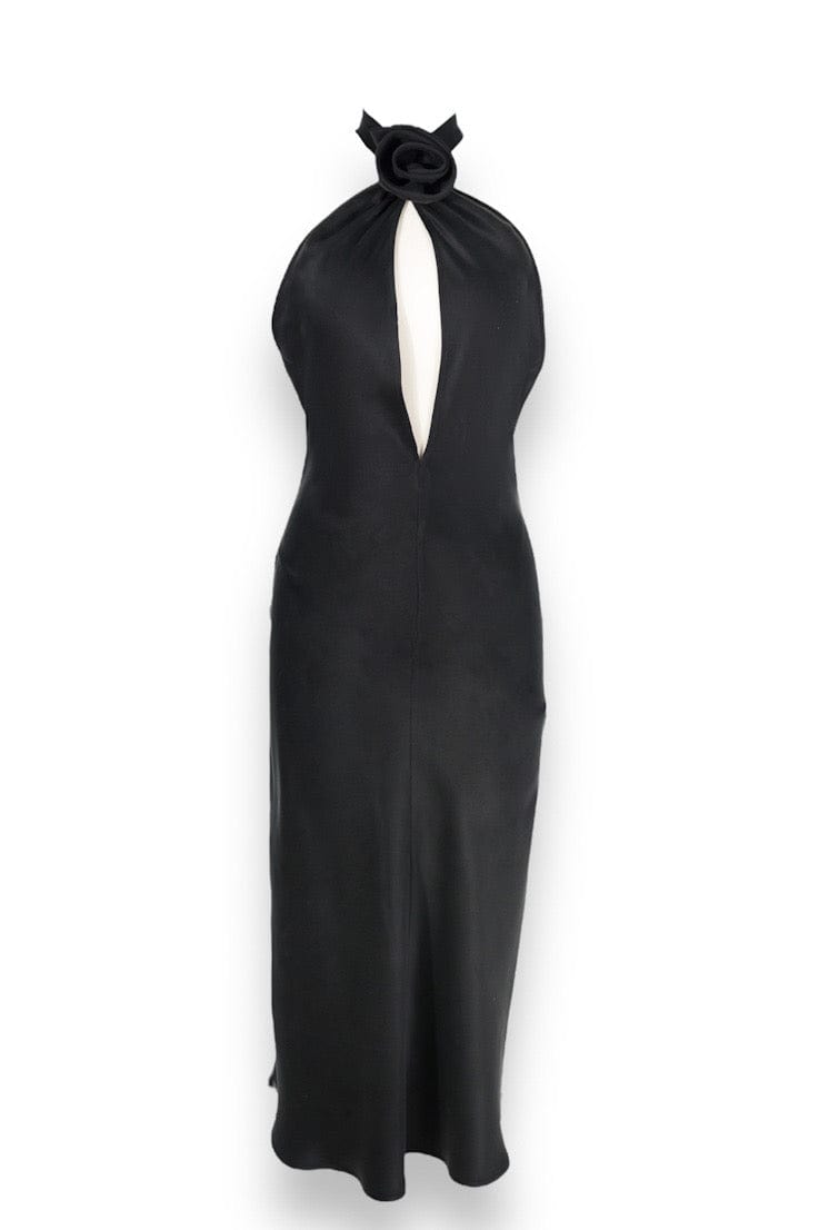 Anaphe Backless Dress Oui Rose Silk Halter Dress - Classic Black