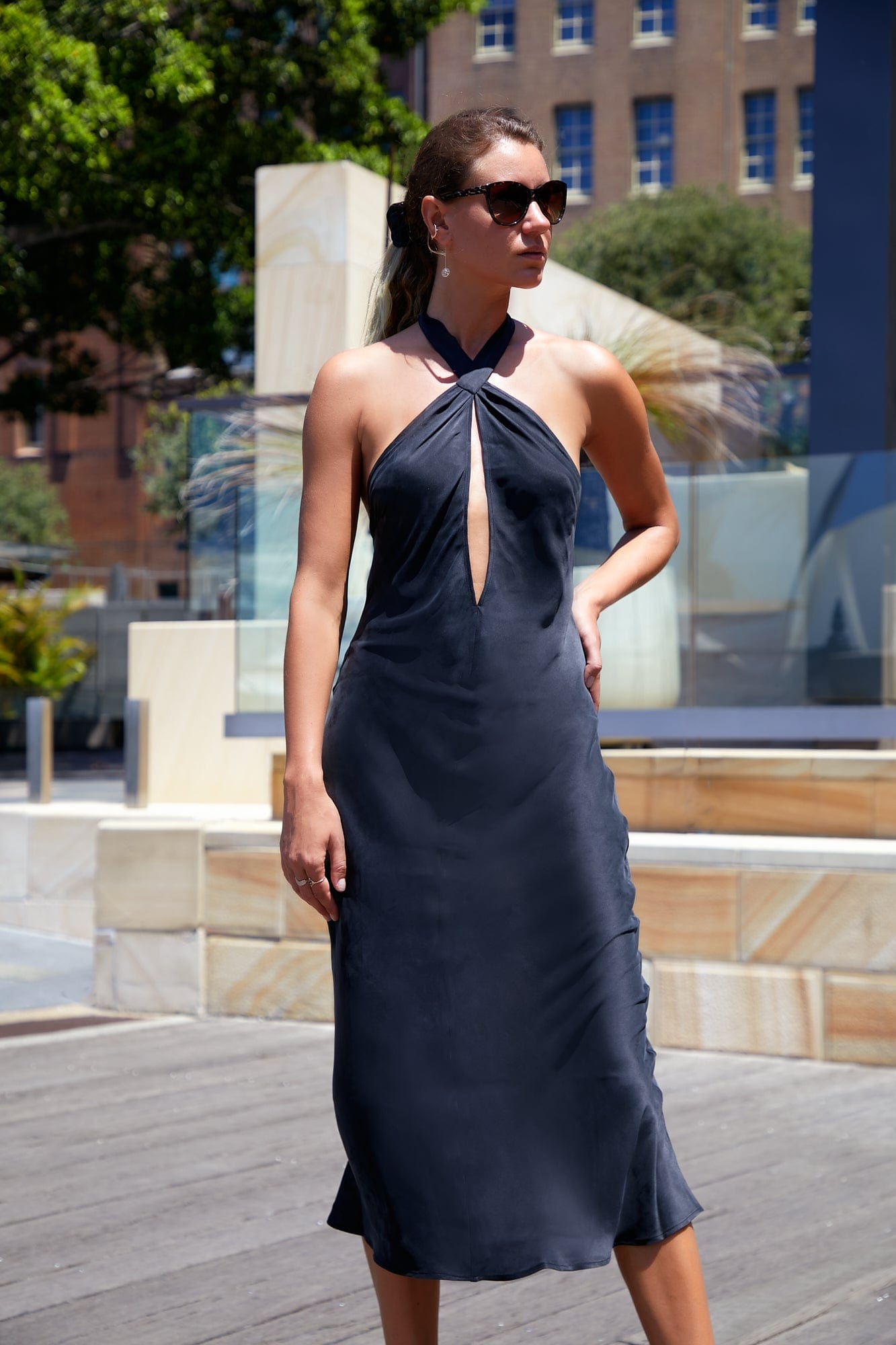 Anaphe Backless Dress Oui Rose Silk Halter Dress - Classic Black