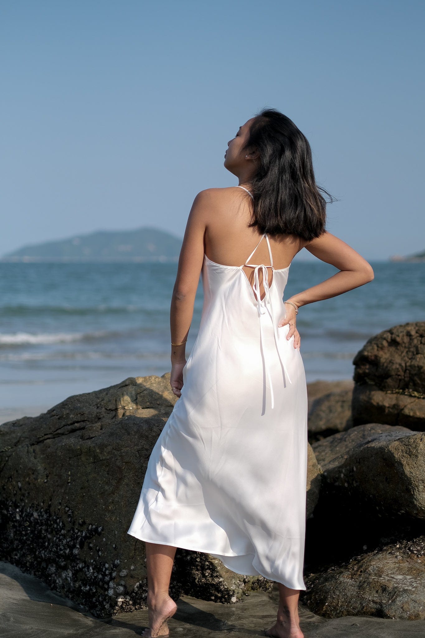 Anaphe Backless Dress Santorini Backless Strappy Silk Dress - White