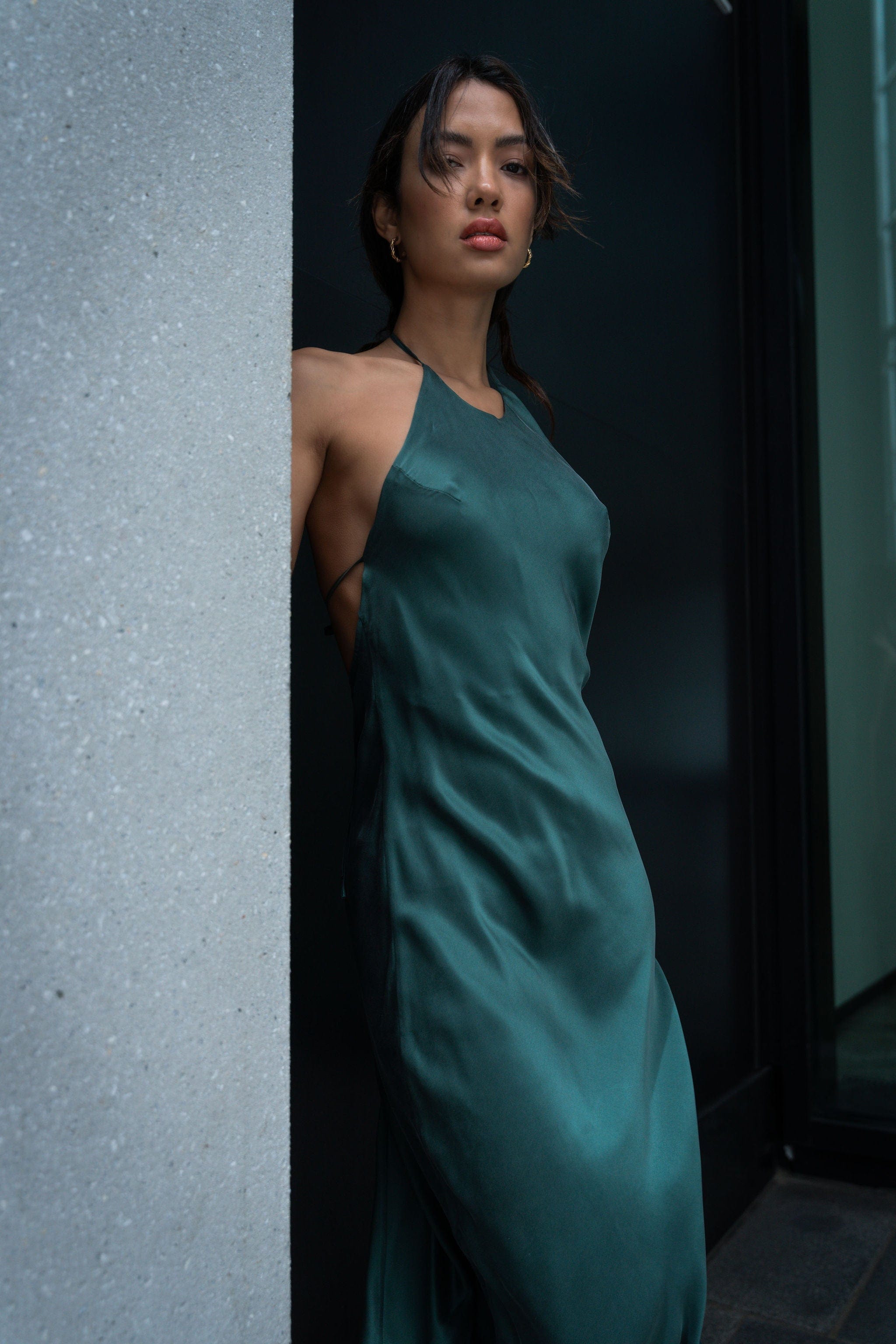 Anaphe Backless Dress Seren Halter Dress - Evergreen