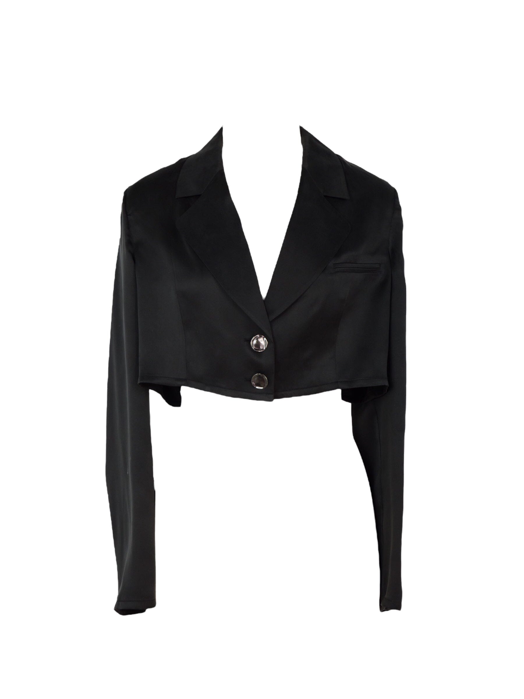 Anaphe Blazers Cropped Ultra Light Weight Silk Blazer - Classic Black