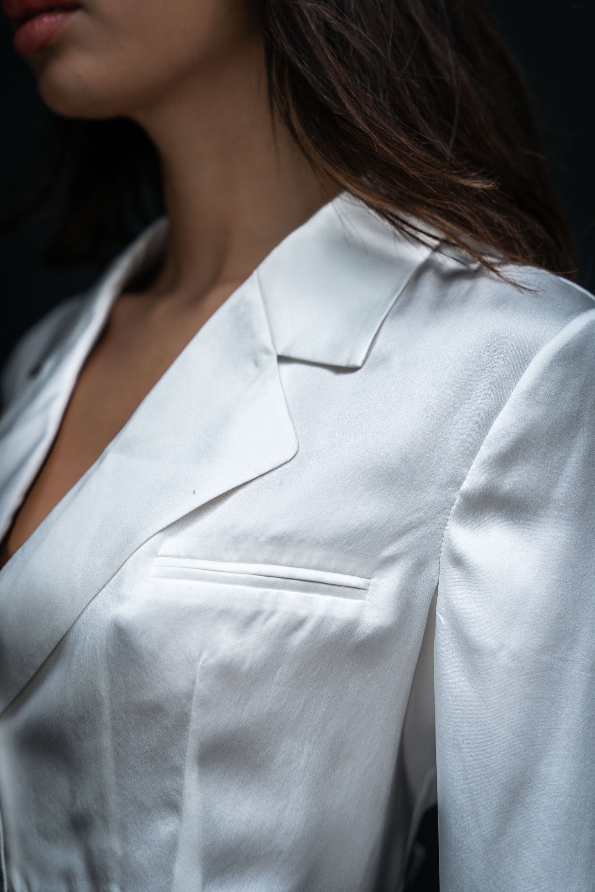 Anaphe Blazers Cropped Ultra Light Weight Silk Blazer - White