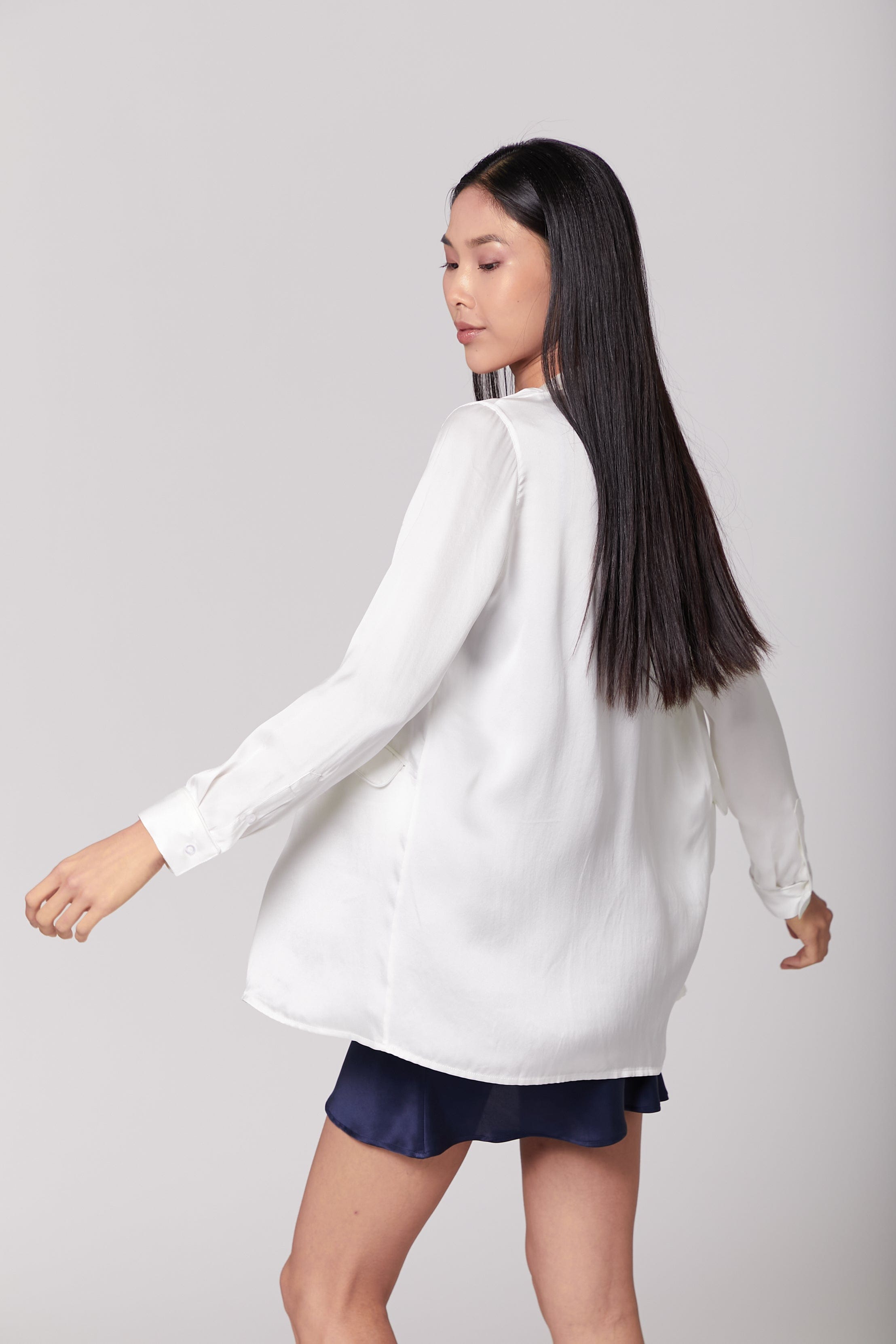 Anaphe Blazers White Ultra Light Weight Silk Blazer