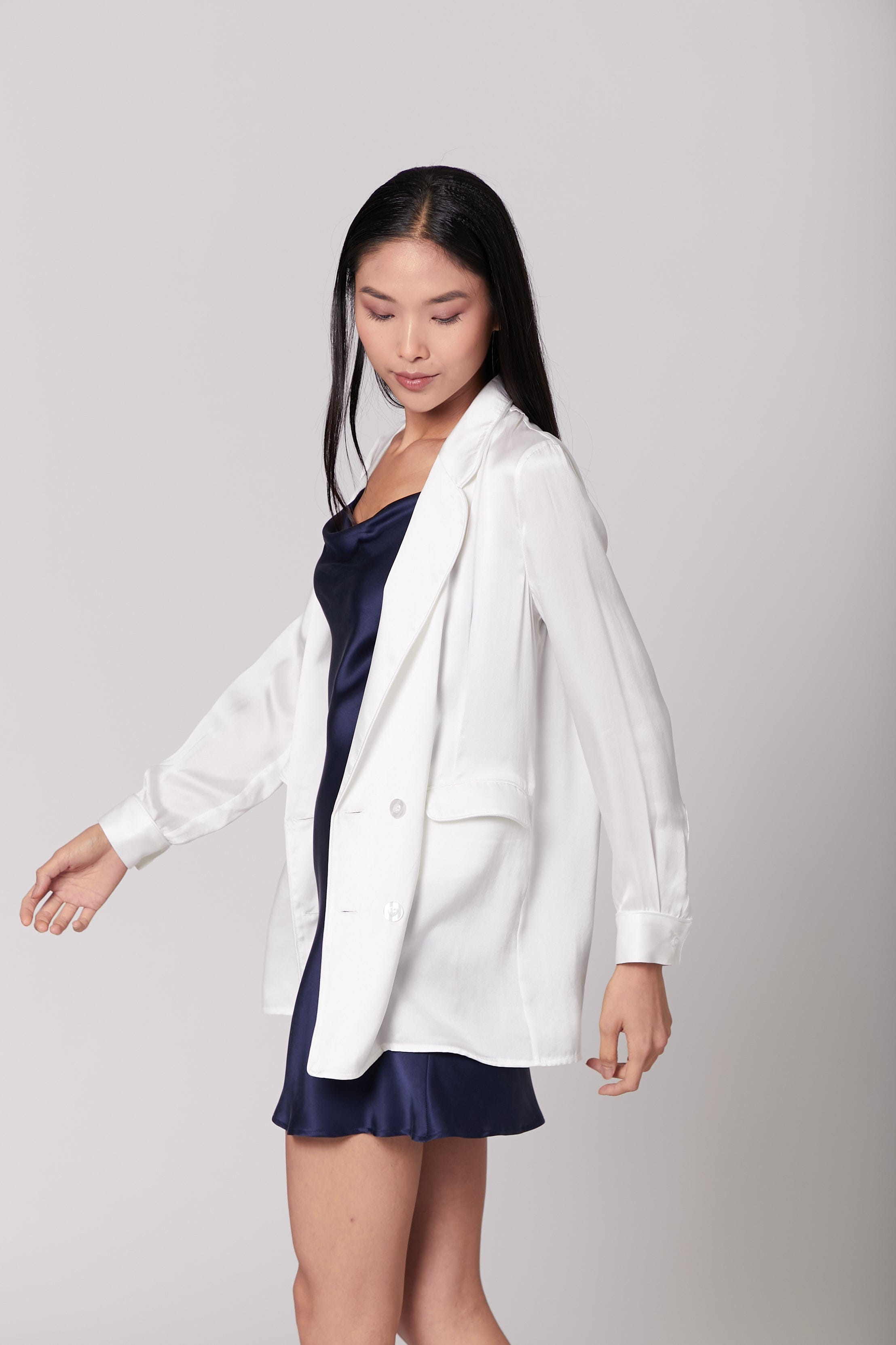 Anaphe Blazers White Ultra Light Weight Silk Blazer