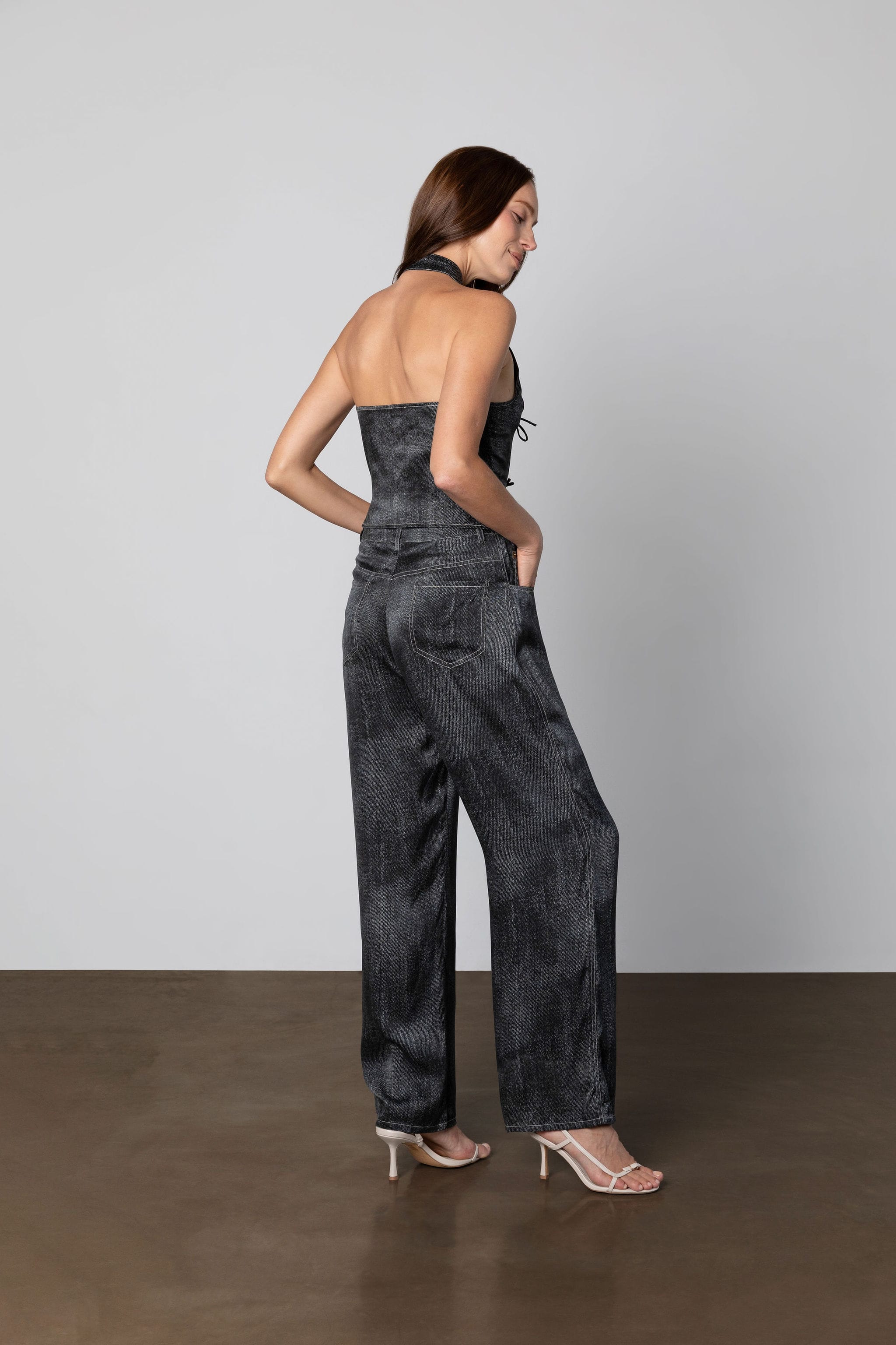 Anaphe Camisole Chinois Halter - Black Denim
