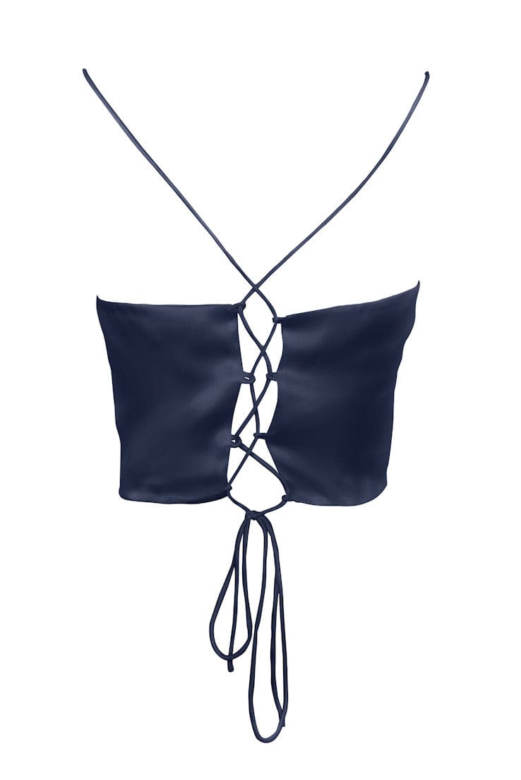 Anaphe Camisole Hera Cross Open Back Cowl Camisole - French Navy