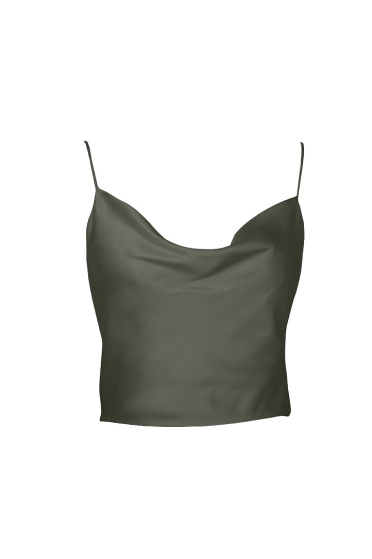 Anaphe Camisole Hera Cross Open Back Cowl Camisole - Olive Green