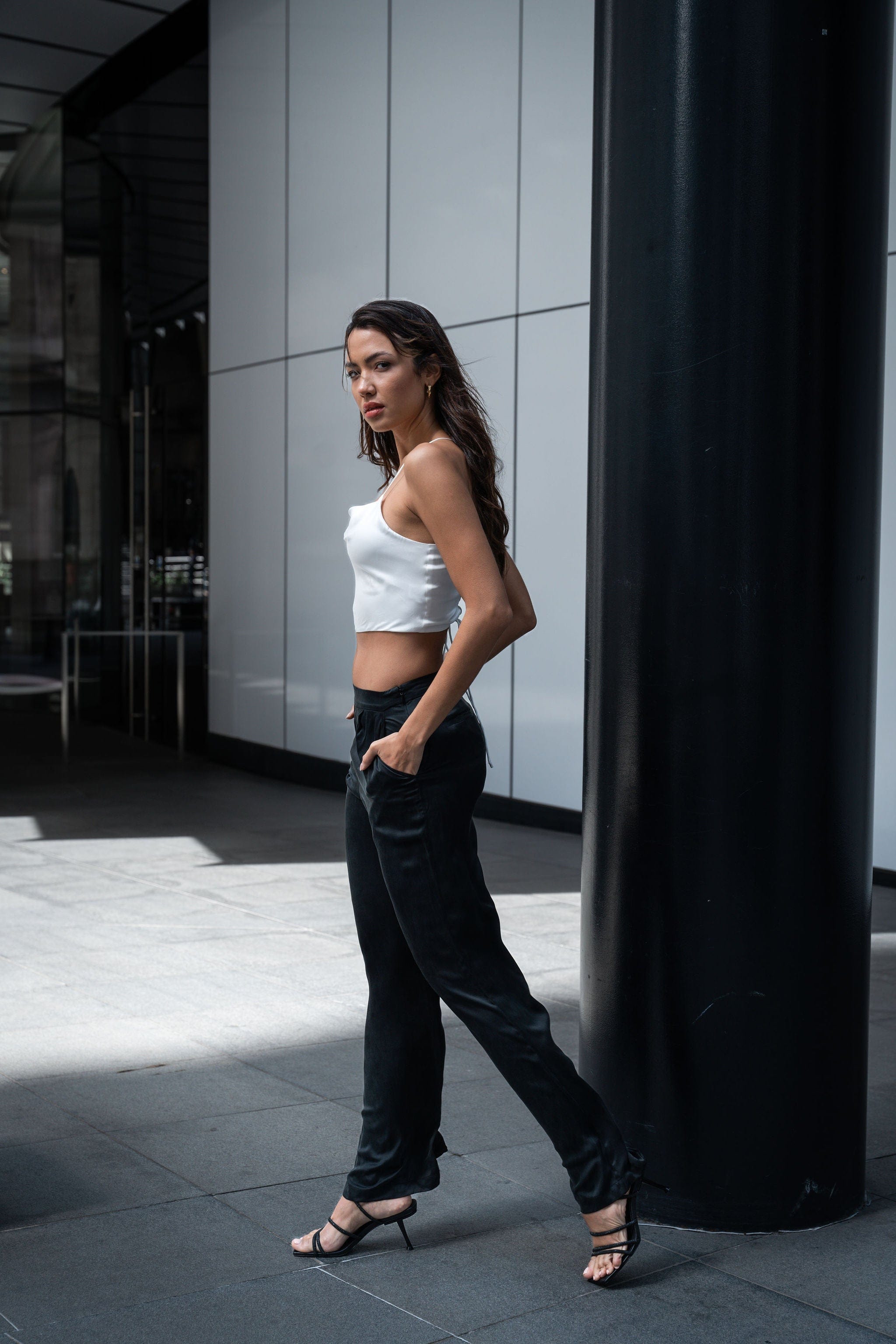 Anaphe Camisole Hera Cross Open Back Cowl Camisole - White