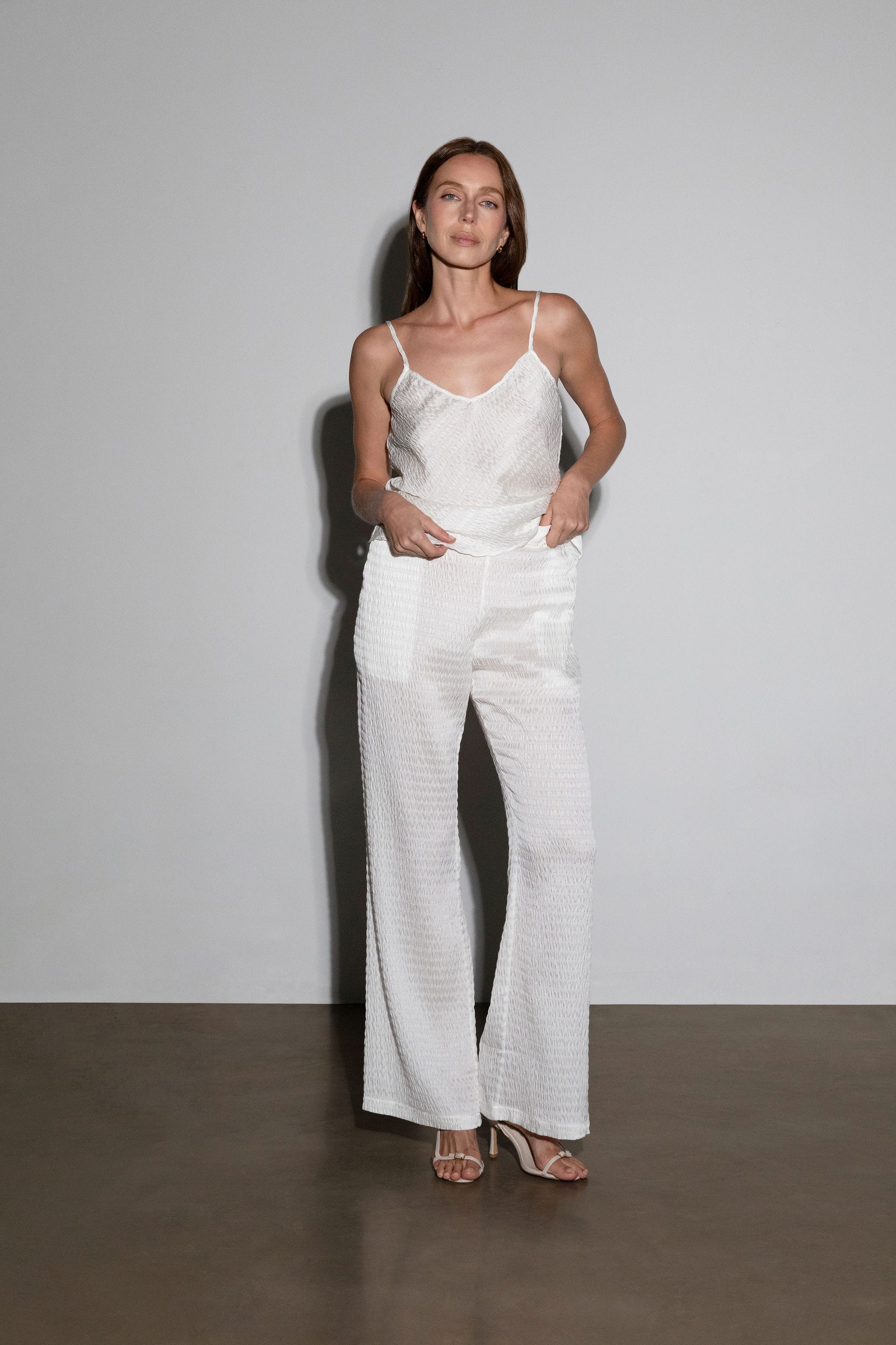 Anaphe Camisole Seer Sucker V Silk Camisole