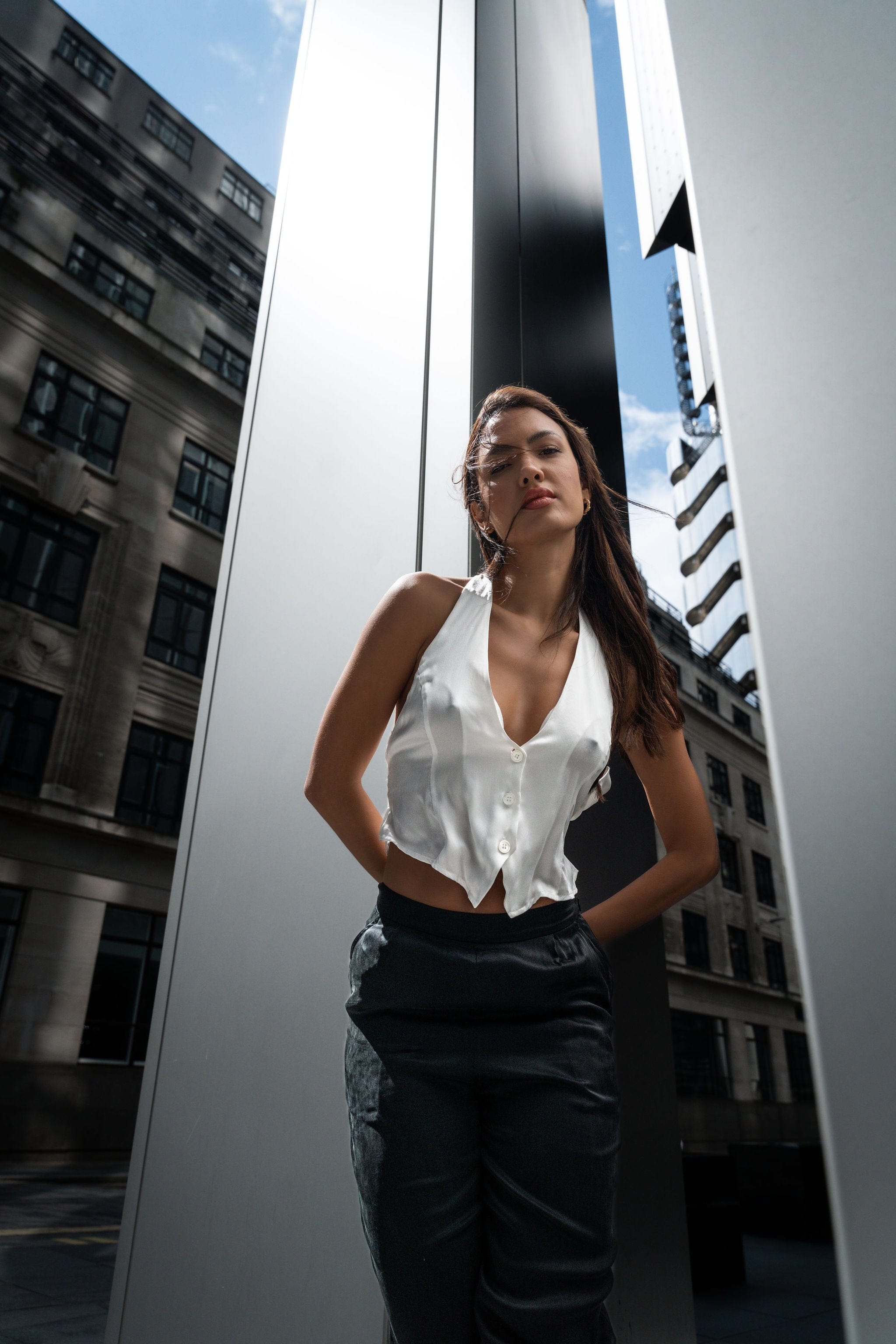 Anaphe Camisole Soft Tailoring Halter Waistcoat - White