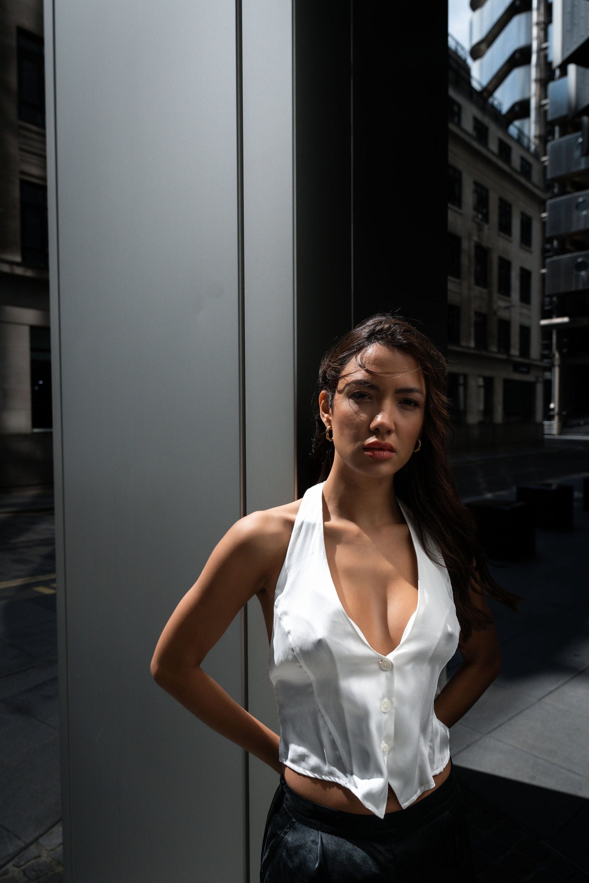 Anaphe Camisole Soft Tailoring Halter Waistcoat - White