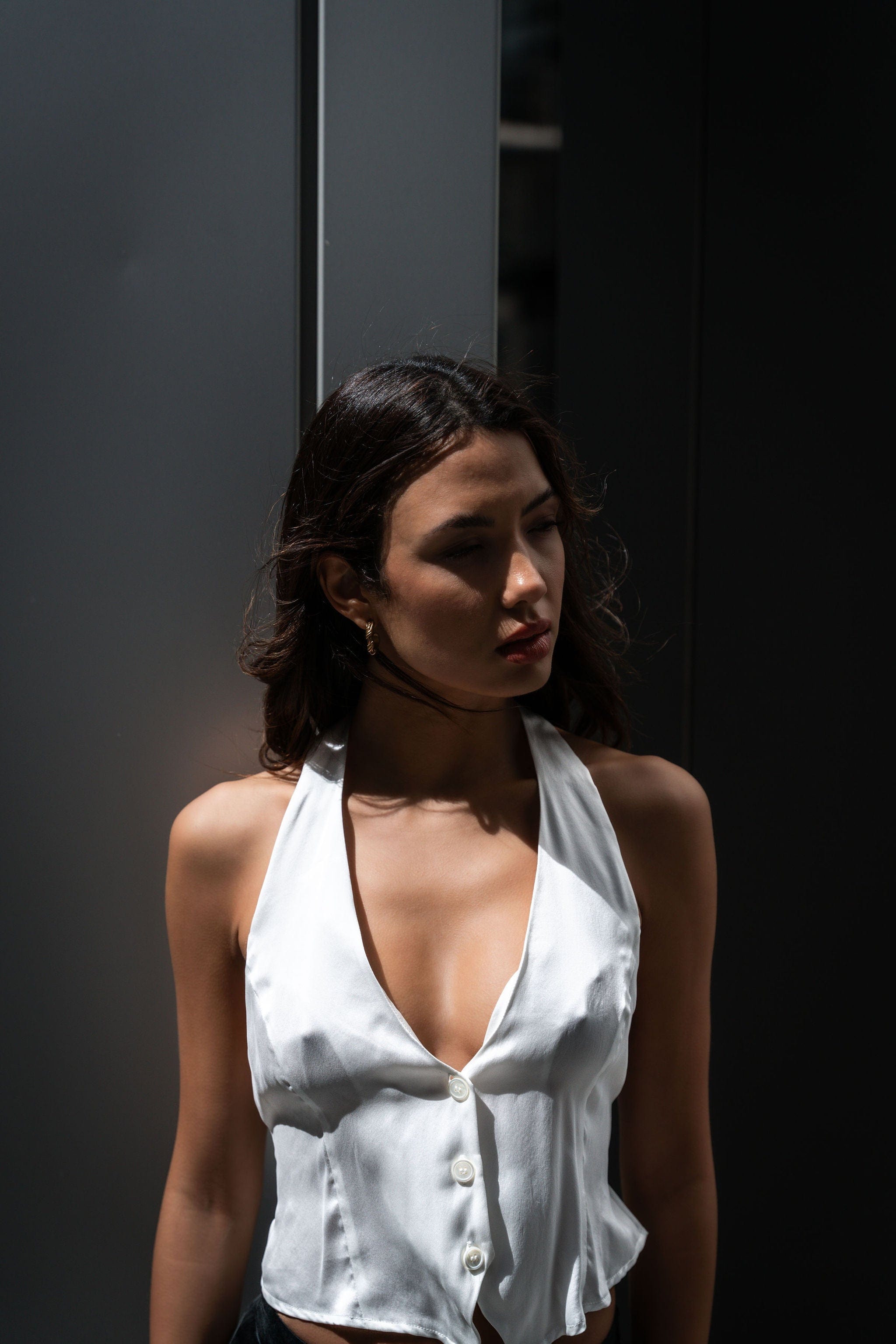 Anaphe Camisole Soft Tailoring Halter Waistcoat - White