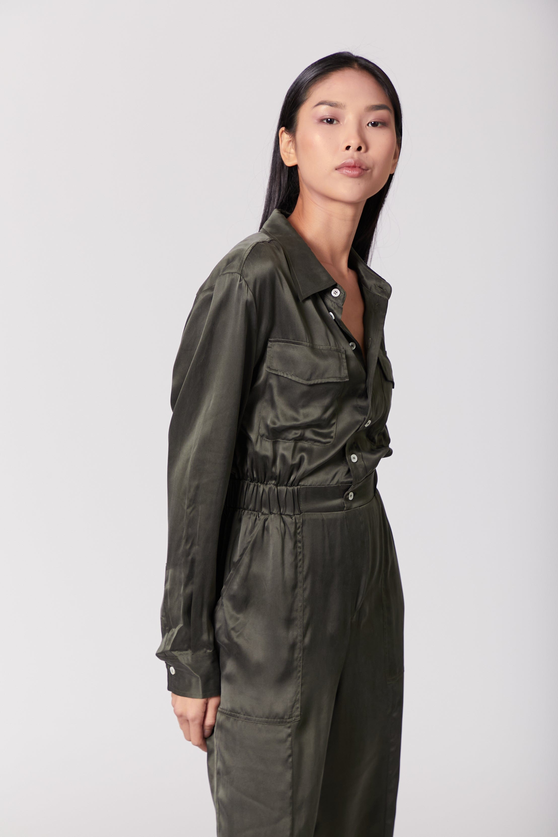 Anaphe Jumpsuit Utility Jumpsuit Long - Olive Green
