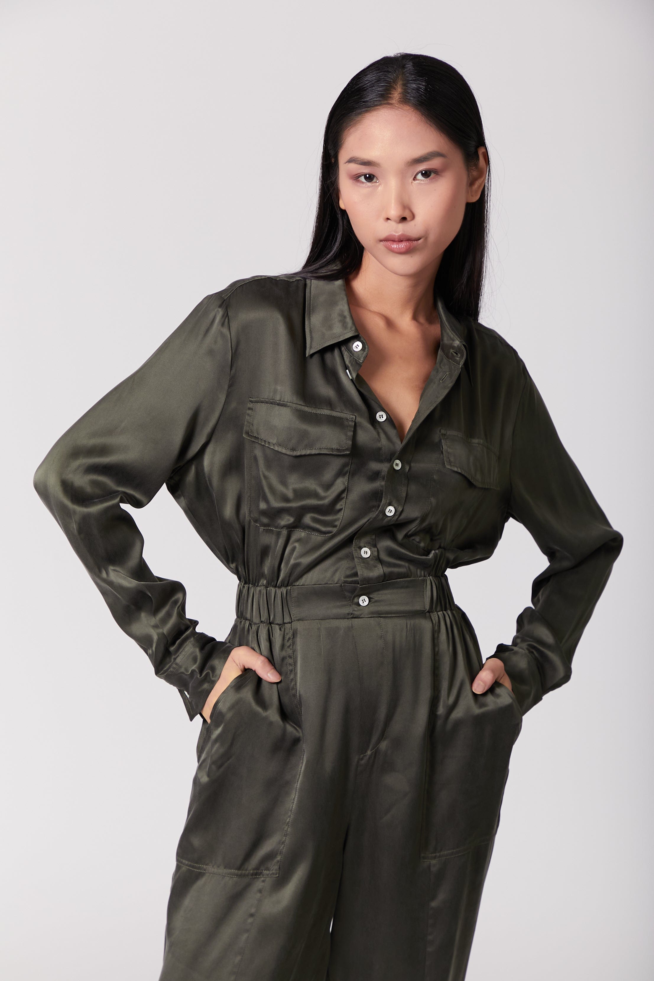 Anaphe Jumpsuit Utility Jumpsuit Long - Olive Green